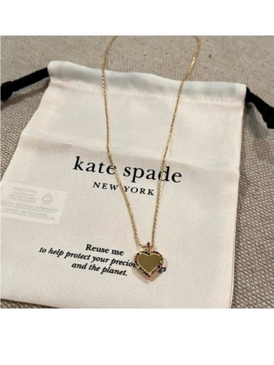 kate spade Jewelry - kate spade Gold Heart Pendant Necklace with Pink Accents